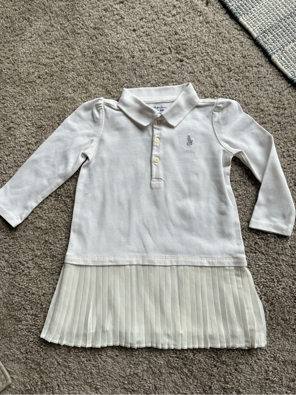 Ralph Lauren Ivory Long-Sleeve Polo Dress Top for Kids